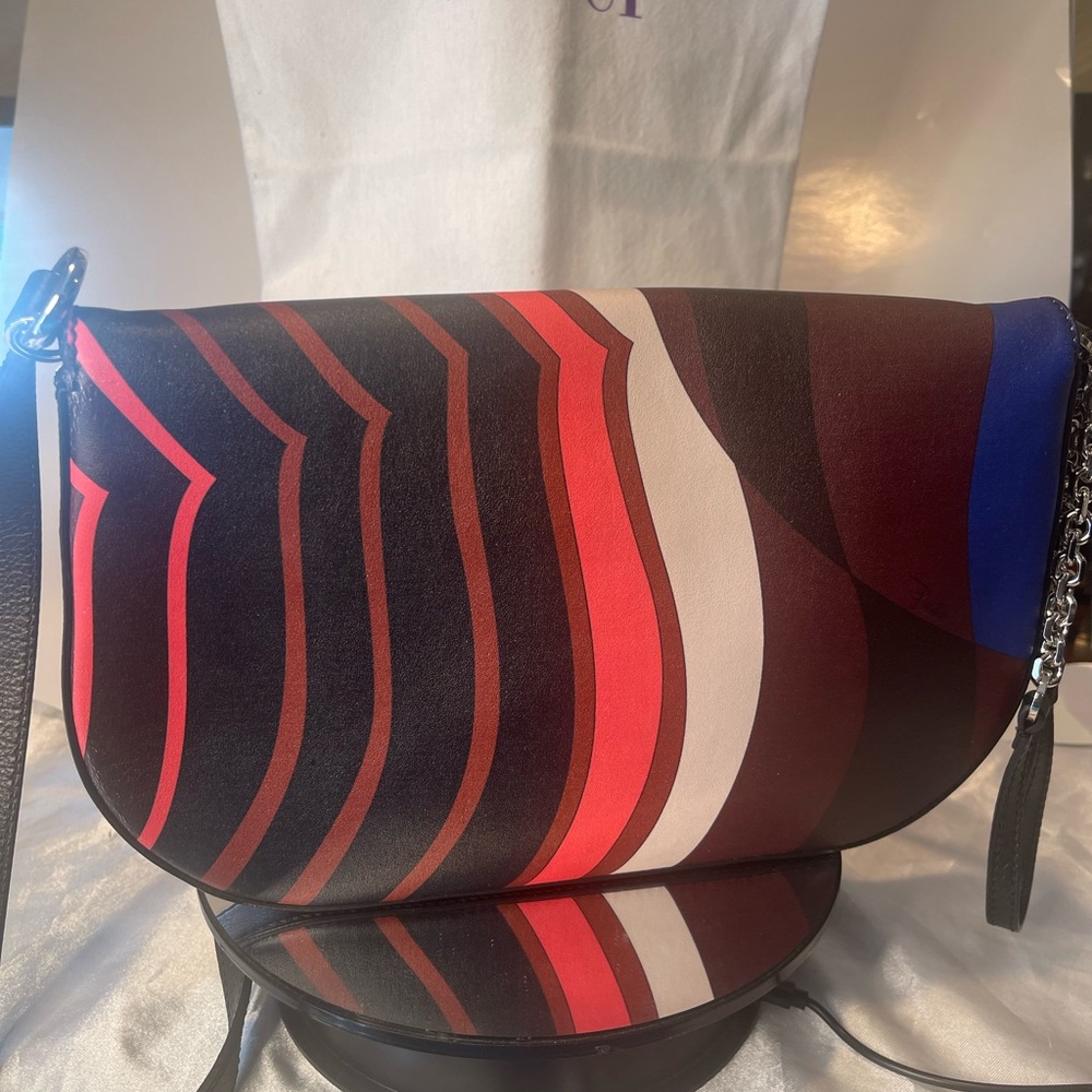 Emilio Pucci Multicolor Shoulder Bag with Black Suede Interior Pristine - Picture 3 of 8